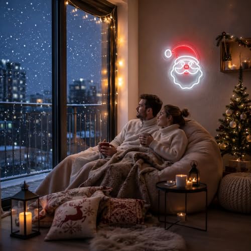 Image of Christmas Neon Sign, JGHTURIE Dimmable Neon Light Signs for Wall Decor, Light Up Signs for Christmas Party, Bar, Office & Room Home Decor - LED Sign USB Powered