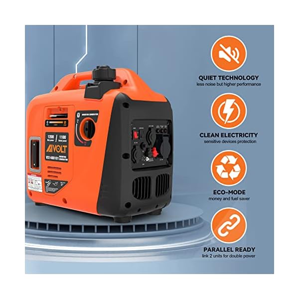 AIVOLT 1200W Petrol Inverter Generator 4 Stroke Portable Silent