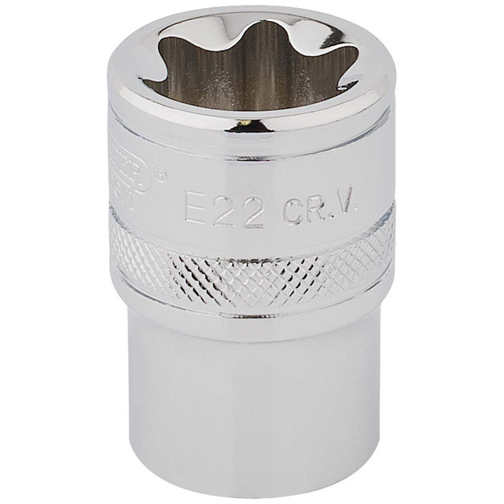 Draper 34372 TX-Star 1/2 Inch Square Drive E22 Socket, Blue