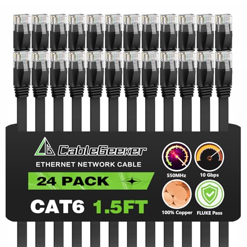 Câble LAN pour brassage propre Cat 6 noir lot de 24 câbles plats fins 0,5m