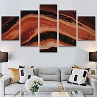 SIGNWIN 5 Panel Canvas Wall Art Abstract Aerial Contemporary Mixed Media Modern Art Multicolor Texture for Home Decorations Ready to Hang - 60