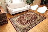 Feraghan/New City Traditional Isfahan Wool Persian Area Rug, 4' x 6', Burgundy