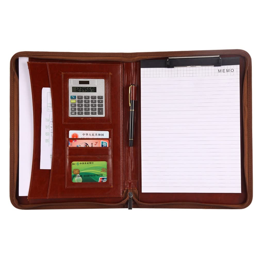 Carpeta de cartera con calculadora y bloc de escritura, solución profesional de presentación y organización para uso empresarial