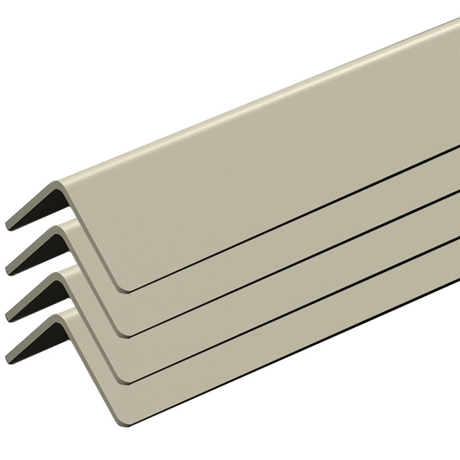 Paquete de 4 protectores de esquina de PVC para paredes, autoadhesivos, borde de borde de ventana, protector de marco de puerta de muebles, beige, 48 pulgadas