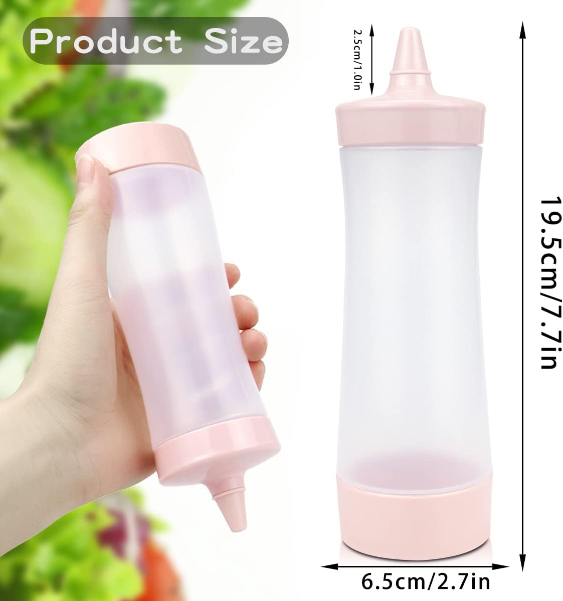 DOERDO 3pcs Plastic Squeeze Bottles for Sauce Condiment Salad Dressing Tomato Sauce Olive Oil BBQ, with Lid