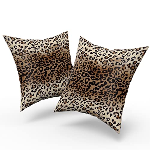 Sweetshow Brown Leopard Pillow Cover 18X18 Inches Cheetah Throw Pillows Set Of 2 Soft Cotton Leopard Print Decorative Throw Pillow Covers For Home Couch Sofa Bedroom Livingroom thumb #1