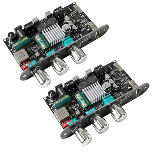 2PCS ZK-1001U Mono Amplifier Board 100W Bluetooth5.3 Amplifier with TPA3116D2 Chip Mini Amplifier Board with Boost Treble and Bass for Home Audio DIY Speakers Supports USB/AUX/BT Input DC 9-24V