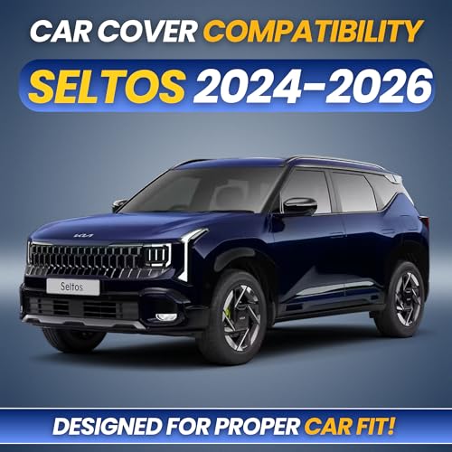 Image of 100% Waterproof Car Cover for Kia Seltos 2024-2026 | All-Weather, Dustproof & UV Protection | Heavy-Duty 3-Layer Fabric | Custom Fit with Mirror & Antenna Pocket | Navy Blue