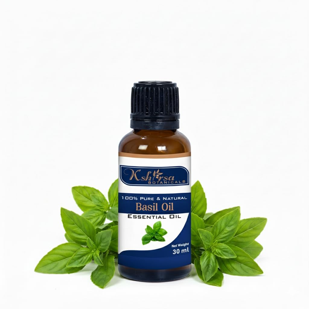 Basil Essential Oil (Ocimum Basilicum) with internal Plastic Euro Dropper Promotes Skin Care & Hair Care, Pure & Undiluted Therapeutic Grade Oil, Excellent for Aromatherapy (30 ml)-image-45