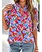 BTFBM Summer Blouses for Women Dressy Casual 2026 Fashion Spring Tops Floral Boho V Neck Puff Short Sleeve Top Shirts(Floral Black Multi, Large)