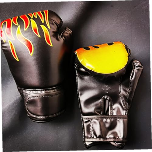Guantes de boxeo para niños de 6oz en poliuretano negro con diseño de llama para sparring 7