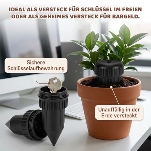 2 Stück Schlüsselversteck für draußen, Schlüsselversteck, Schlüssel versteck draußen, Sicherer Aufbewahrungsbehälter, Wetterfeste Schlüsselbox, Diskretes Versteck für Haus und Garten