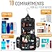 Travel Toiletry Bag for Men and Women - (10.6”x10.6”x3.2”) Large Hanging Toiletry Organizer - Waterproof Hygiene Bag with Metal XXL Swivel Hook, with Sturdy Zippers and 19 Compartments for Toiletries