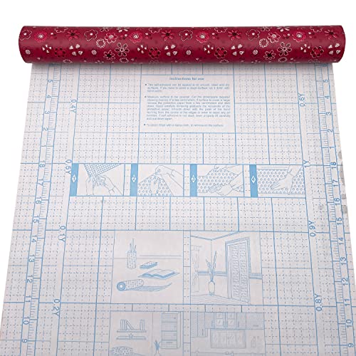 Yifely Vintage Red Self-Adhesive Shelf Liner Decorative Old Dresser Drawers Storage Boxes Cabinets 17.7 Inch By 9.8 Feet #TOP5