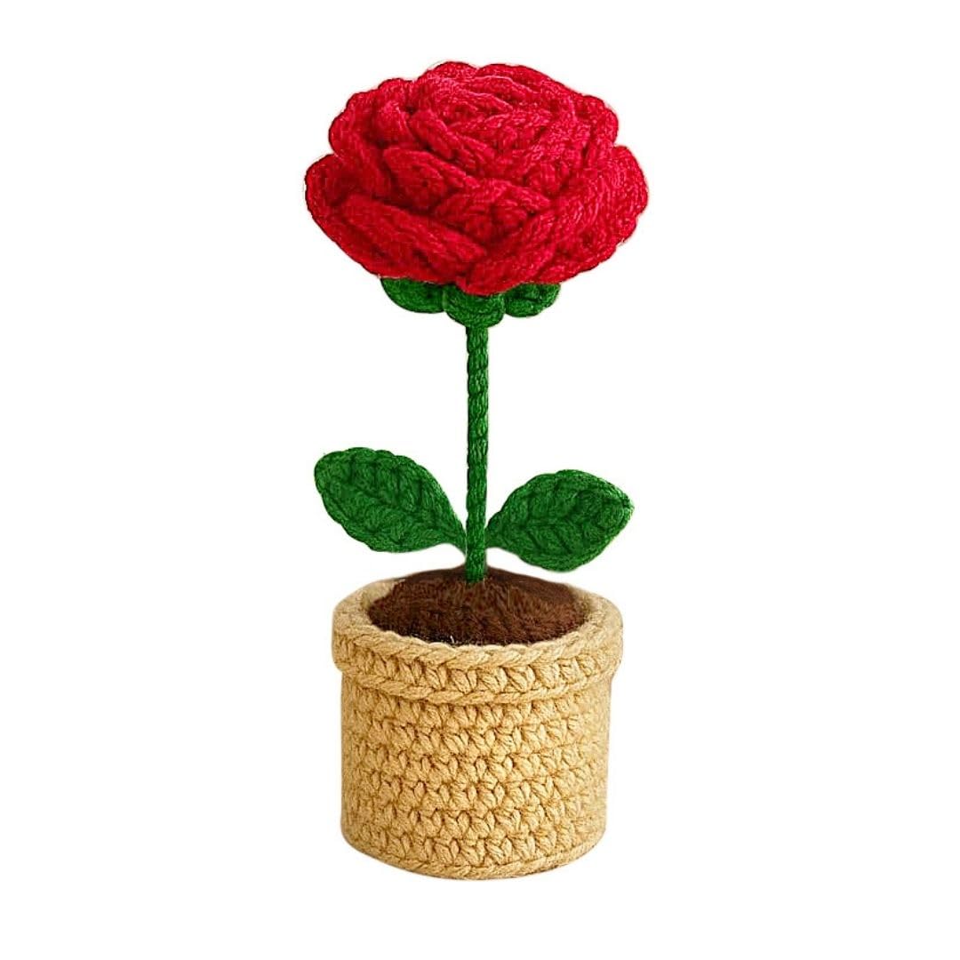 Rosie flower knit tops red ☆新品未開封☆ Buy VCR Handmade Crochet Red Rose Pot - Pack of 1 - Hand Woven