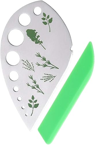 Angzhili Pelacables de hojas con 9 agujeros, removedor de hojas de acero inoxidable, herramienta de cocina con soporte protector, herramienta de