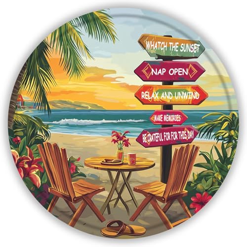 Plaque en métal amusante avec inscription « watch the sunset nap open relax and unwind »