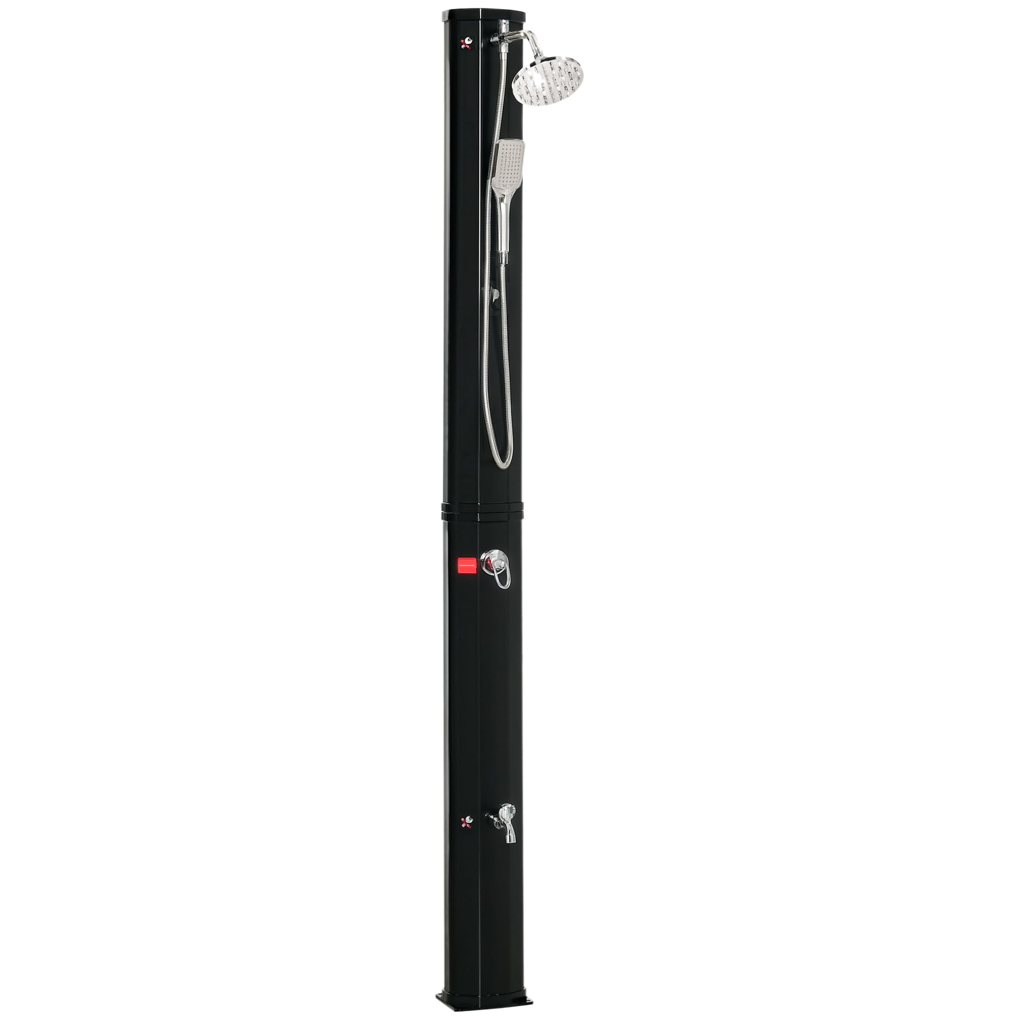 Outsunny Douche Solaire d'extérieur réservoir 35L Pression Max. 3,5 Bar - mitigeur, Grand pommeau orientable, douchette, Robinet à Pieds - Noir