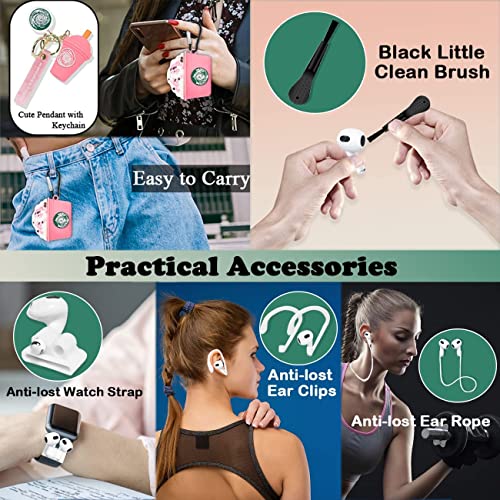 Cute Airpods 3Rd Generation Case, 3D Cartoon Pink Drink Cup Cover For Airpod 3 Case, 7In1 Accessories Kawaii Pendant With Anti-Lost Keychain Airpod 3Rd Generation Case For Girl Women -Suihuoji #TOP5