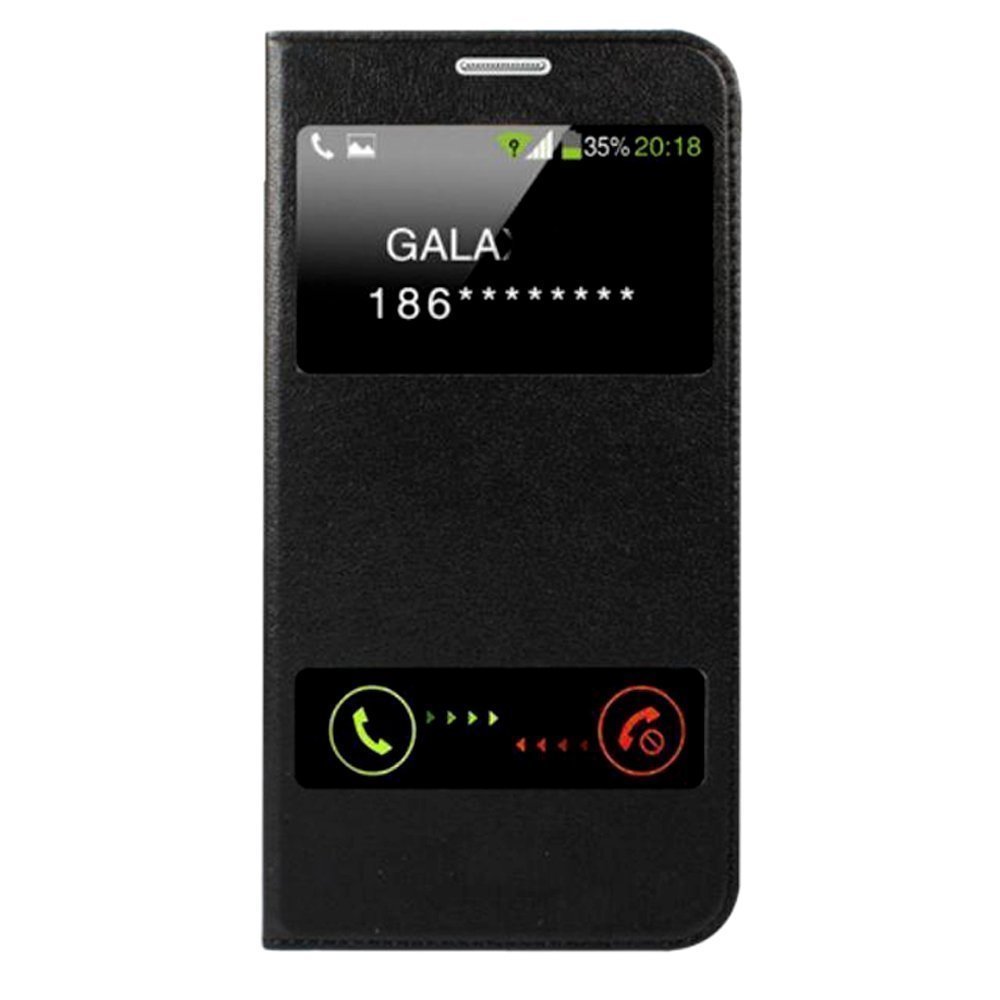 SmartLike Double Window PU Leather Flip Cover for Samsung Galaxy J2 (2018) - Black