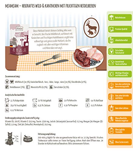 MjAMjAM 1111312 - purer Fleischgenuss - zartes Känguru pur 12er Pack & - Premium Nassfutter für Katzen - Quetschie - herzhaftes Wild & Kaninchen an fruchtigen Heidelbeeren, 12er Pack