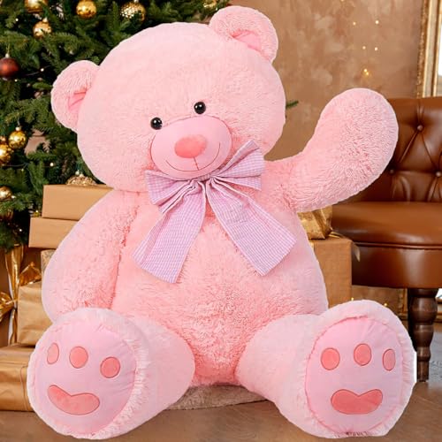 MorisMos 150cm Teddybär groß XXL, weich Rosa riesen teddys Kuscheltier XXL,Geschenk Freundin Mädchen Kinder Baby