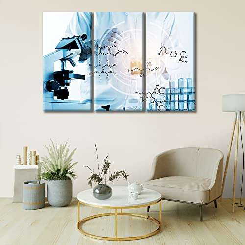 Image of TUMOVO 3 Panel Home Decor Medical Wall Decor for Living Room Laboratory Research Concept Artwork Wall Decor for Bedroom Posters and Prints Framed Ready to Hang (36 inch Wx24 H)