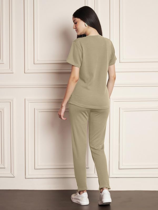 Image of DTR FASHION Polyester Blend Solid Lining Tracksuit | Night Wear Suit For Women