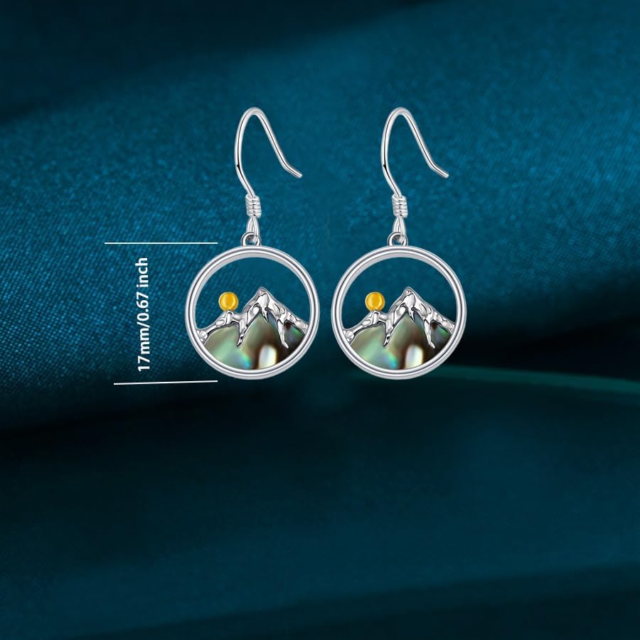 Mustard Seed Earrings for Women Sterling Silver Dangle Drop Abalone Sun Mountain Earrings Gift for Women Mom Her - Image 5