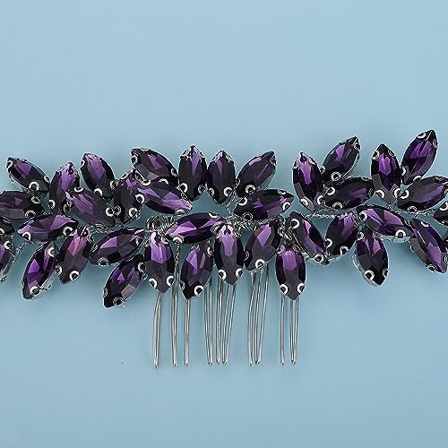 Peine para cabello con cristales morados para boda miniatura 4