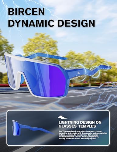 Image of BIRCEN Polarized Baseball Sunglasses for Sports: TR90 Lightweight Running Sunglasses Cycling Glasses for Outdoor Runners MTB