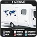 kamiustore Adesivo Mappamondo Grande per Camper, Roulotte, Furgoni E Van in Vinile per Esterni – Misura Grande 85 x 45 cm