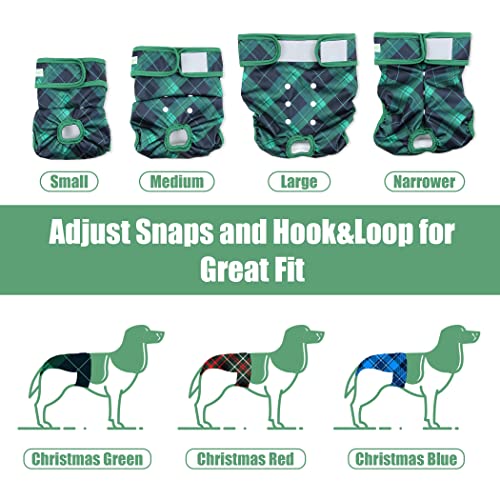 Image of wegreeco Washable Dog Diapers (3 Pack), Highly Absorbent Dog Diapers for Female Dogs, Female Dog in Heat, or Excitable Urination (Blue, Green, Red Plaid, Medium)