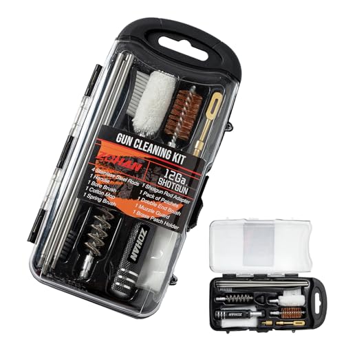 ZOHAN Gun Cleaning Kit for 12 Gauge - 13-in-1 Shotgun Cleaning Kit with Reinforced Brass Jags, Gun Cleaning Brush, Shotgun Cleaner Supplies