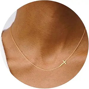 Cross Necklace for Women - Dainty Necklaces Trendy Small 14K Gold Plated Hypoallergenic Infinity Crown Cross Cubic Zirconia Pendant Box Rope Chain Necklace for Women Non Tarnish Jewelry Gift