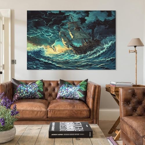 Voilier murale tableau impression sur toile 50x75cm pour salon