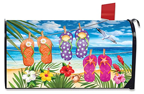 Briarwood Lane Hanging Flip Flops Summer Magnetic Mailbox Cover Tropical Beach Standard