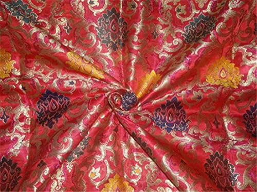 Tissu brocart de soie rouge anti-effilochage pour costumes et loisirs créatifs