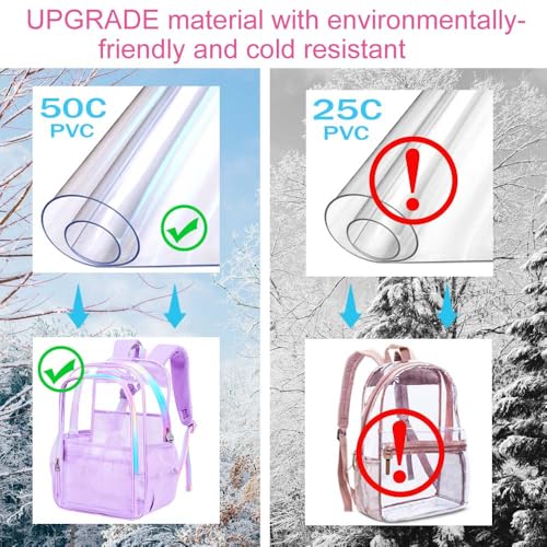 Image of AGSDON Clear Backpack, Heavy Duty Transparent Bookbag, See Through PVC Backpacks for Women Men