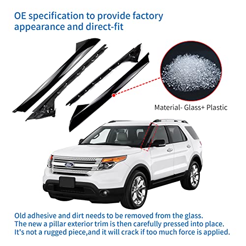 AIWGIW Windshield Pillar Trim Panel Molding Compatible with Ford Explorer 2011-2019 Replaces BB5Z7803136AA BB5Z-7803136-AB 926-451 BB5Z-7803136-AB 926-450 (L&R Outer&Inner) by AIWGIW - Used condition - Image 3