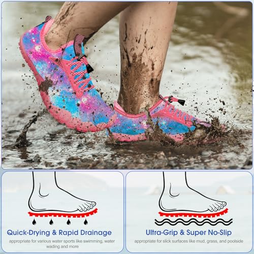 Image of Built-in Heel Grips Water Shoes for Kids Girls Boys Hiking Wide Barefoot Swim Beach Pool Big Kid