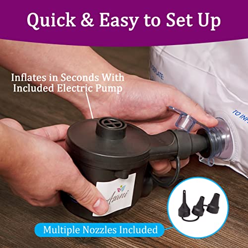 Inflatable Toddler Travel Bed With Electric Pump, Leakproof Air Mattress W/Reinforced Protective Bumpers, Includes Carry Case And Pillow, Fits Kids Up To 4Ft, For Camping & Sleepovers (Blue) #TOP1