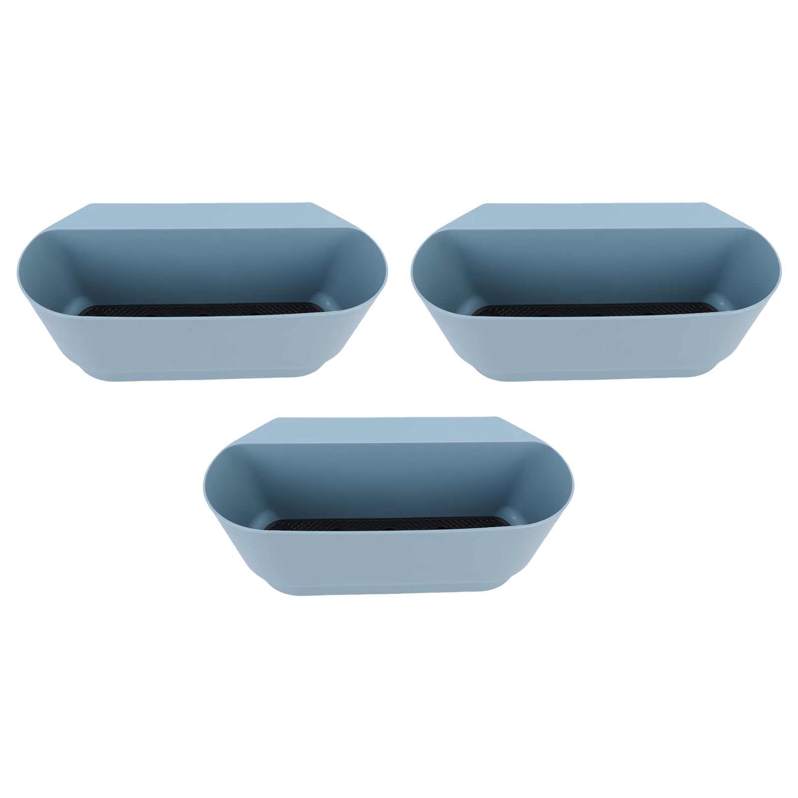 Aramox 3 Stück Hängende Blumentöpfe, PP-Geländer-Blumentöpfe, 45 X 18 X 16 cm, mit Entwässerungslöchern, Haken, Passend für Bis zu 7,1 cm Große Schienen für Balkon, Fenster, Veranda, Garten, Zaun,