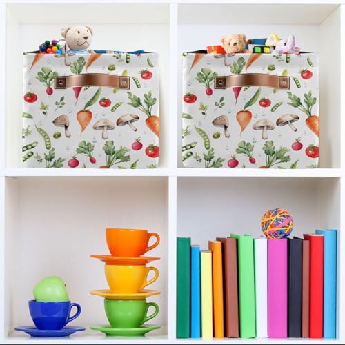 Image of Aslsiy Storage Basket Vegetables Garden-2 Nursery Bins Baby Canvas Box Clothes Shelf Basket Laundry Hampers 2 Pcs