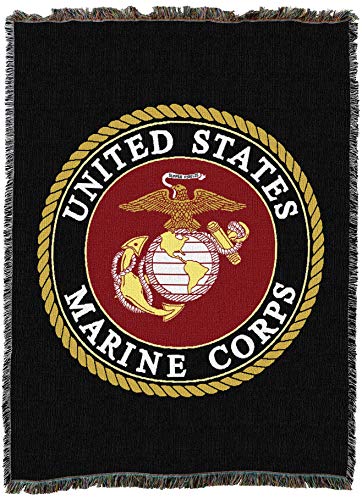 Pure Country Weavers US Marine Corps - Emblem Blanket XL - Gift Military Tapestry Throw Woven from Cotton - Made in the USA (82x62)