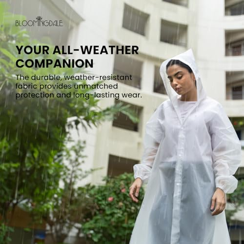 Image of Bloomingdale Rain Coat for Men & Women Waterproof Bike Raincoat for Men with Pant Set Reflective Raincoat for Women, Boys & Girls Adjustable Top and Bottom Rain Coat for Women with Bag - Black