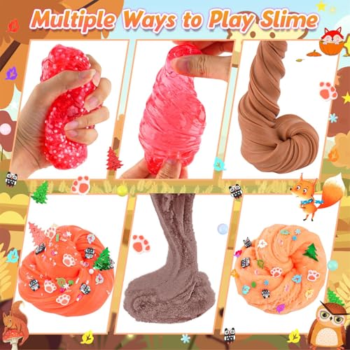 Image of LAWOHO 6 Packs Forest Slime Kit - Clear, Butter, Cloud Slime Making Kit, Slimes for Kids with Animal Add-ins, 360ml Slimes Kits for Boys & Girls Birthday Halloween Christmas Easter Gifts Party Favors