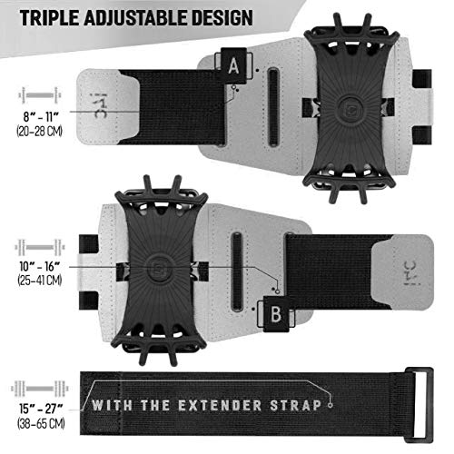 360° Rotatable Sports Running Armband For Iphone Xr, Xs Max, 8, 8 Plus, 7, 6, Samsung Galaxy A8, S9, S8, S6 Edge, Note, Lg; Cell Phone Arm Holder For Men & Women With Free Extender Strap (Reflective) #TOP1