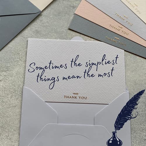 (36 Pack) Thank You Cards With Envelopes & Stickers - Elegant Dusty Blue Emboss Gold Foil Pressed - Blank Notes Wedding, Bridal, Baby Shower, Business And Formal All Occasion Cards (Dusty Blue) #TOP3