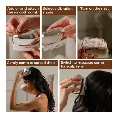 Image of Lifelong Scalp Massager Oil Mist Comb with Essential Oil Applicator - Electric Head Massager & Oil Dispenser for Hair Growth, Detangling, Dandruff, Dry Scalp,Itchy Scalp | Type-C Rechargeable for Men & Women
